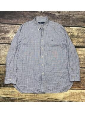 Polo Ralph Lauren Shirt 17.5 34/35 Check Cotton Button Down Career